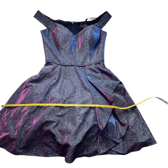 Blondie Nites Off-The-Shoulder Shine Fit & Flare Dress SZ 5 - Picture 9 of 13